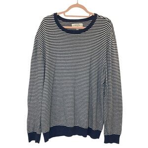 Hawker Rye cotton cashmere striped sweater crewneck navy blue gray XL